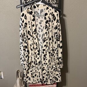 Tickled Teal Cream Patterned Cardigan